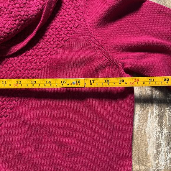 White House Black Market Red Cowl Neck Cotton Blend Texture Holiday Sweater XL - Picture 5 of 6